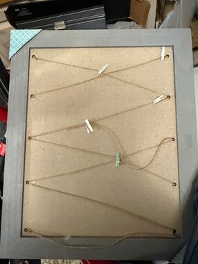 Framed Jewelry Display Board with Beige Linen and Gray Frame